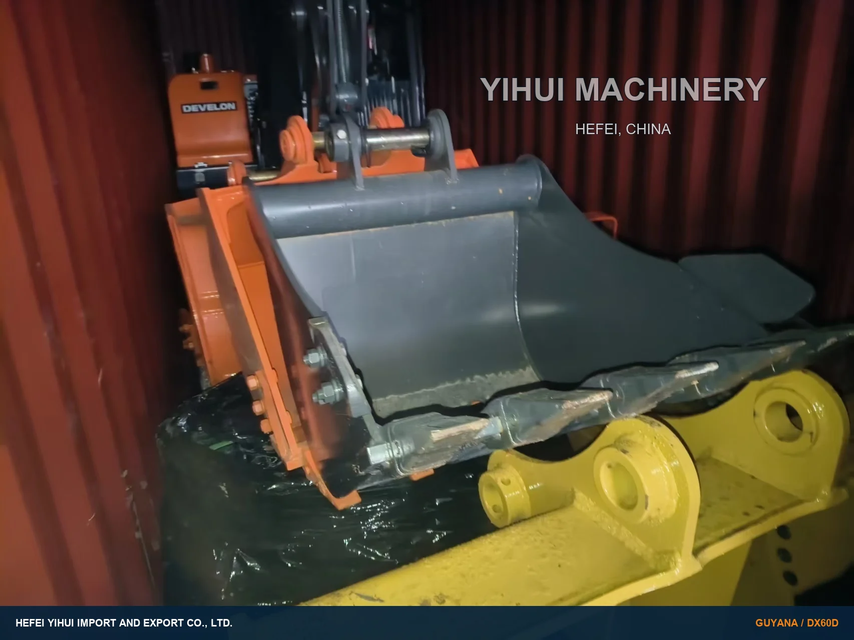 Buckets and coupling components in the DEVELON DX60D export record