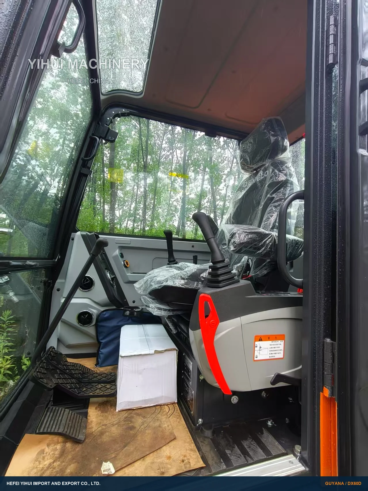 Cab interior of a new DEVELON DX60D excavator