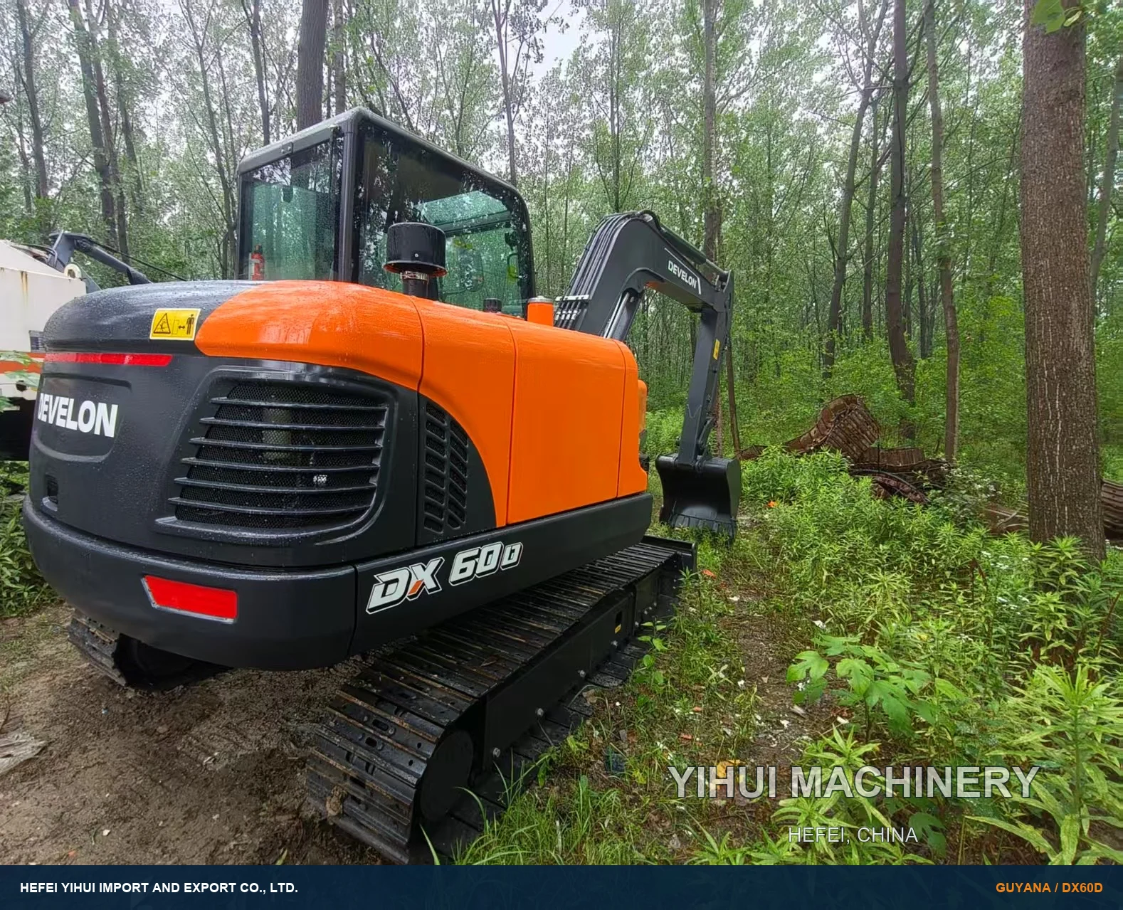 New DEVELON DX60D crawler excavator photographed before export to Guyana