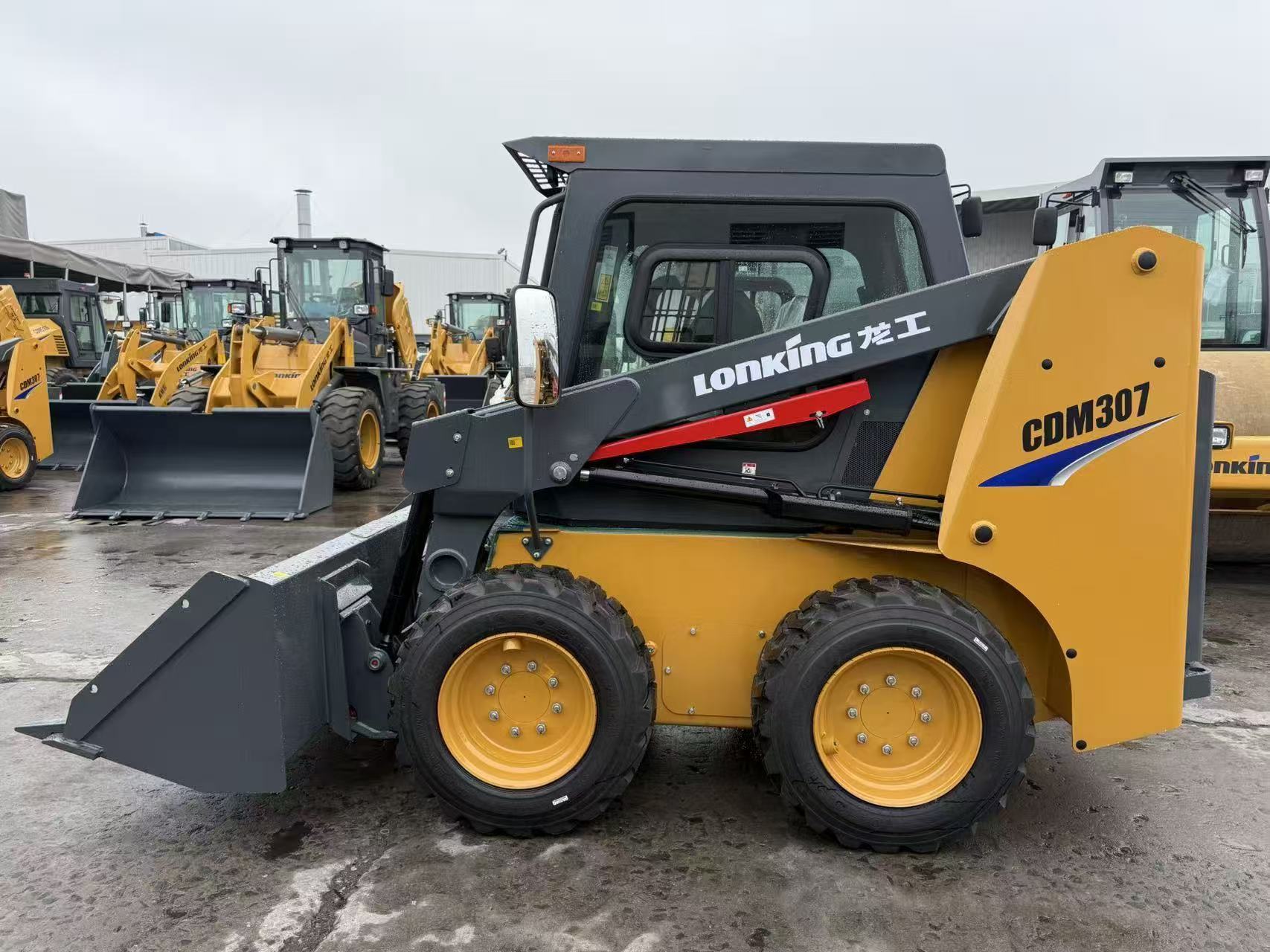 Lonking CDM307 skid steer loader photographed for YIHUI's machinery export case to Guyana